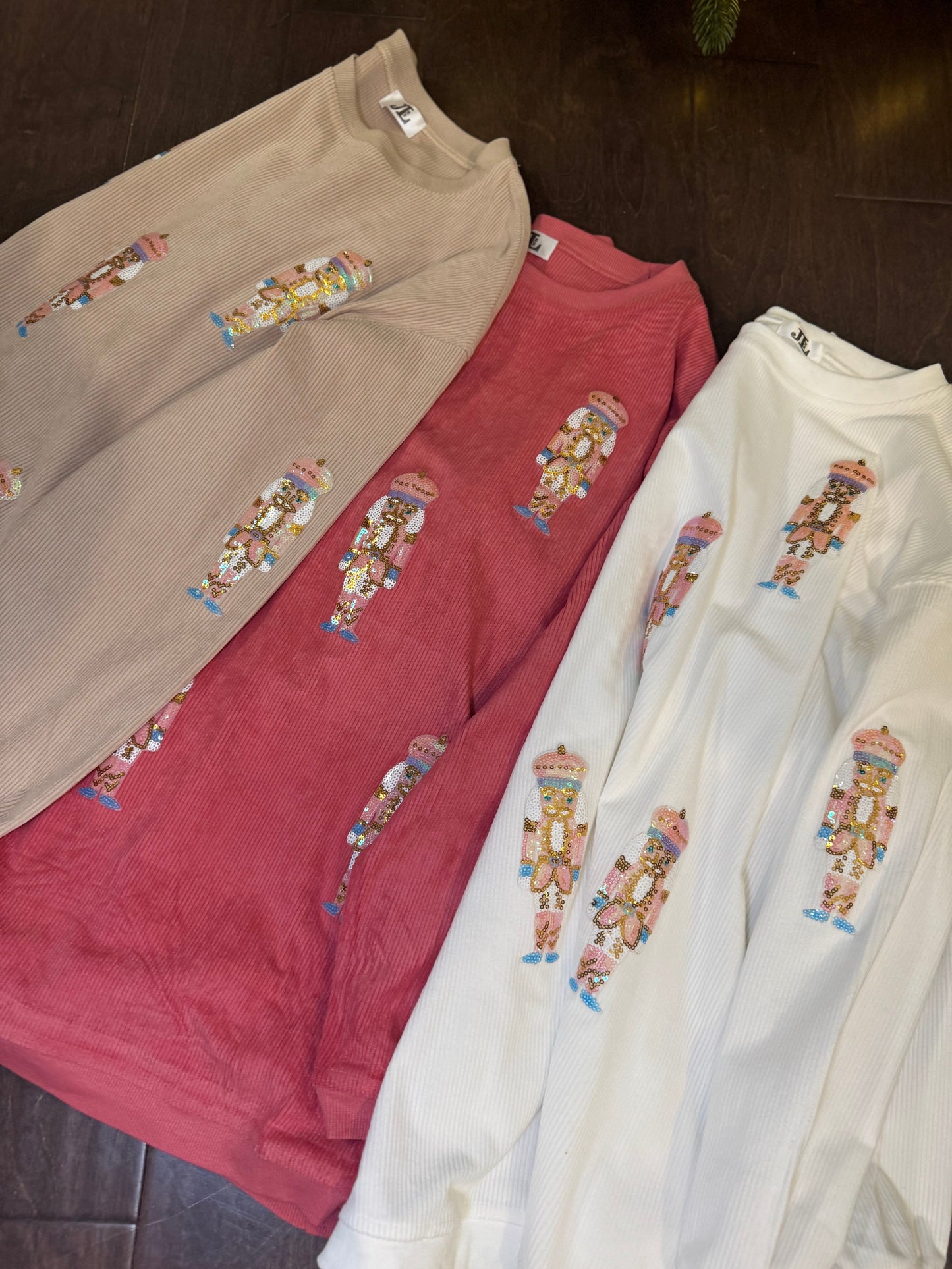 Pastel Nutcracker Sequin Corded Crews