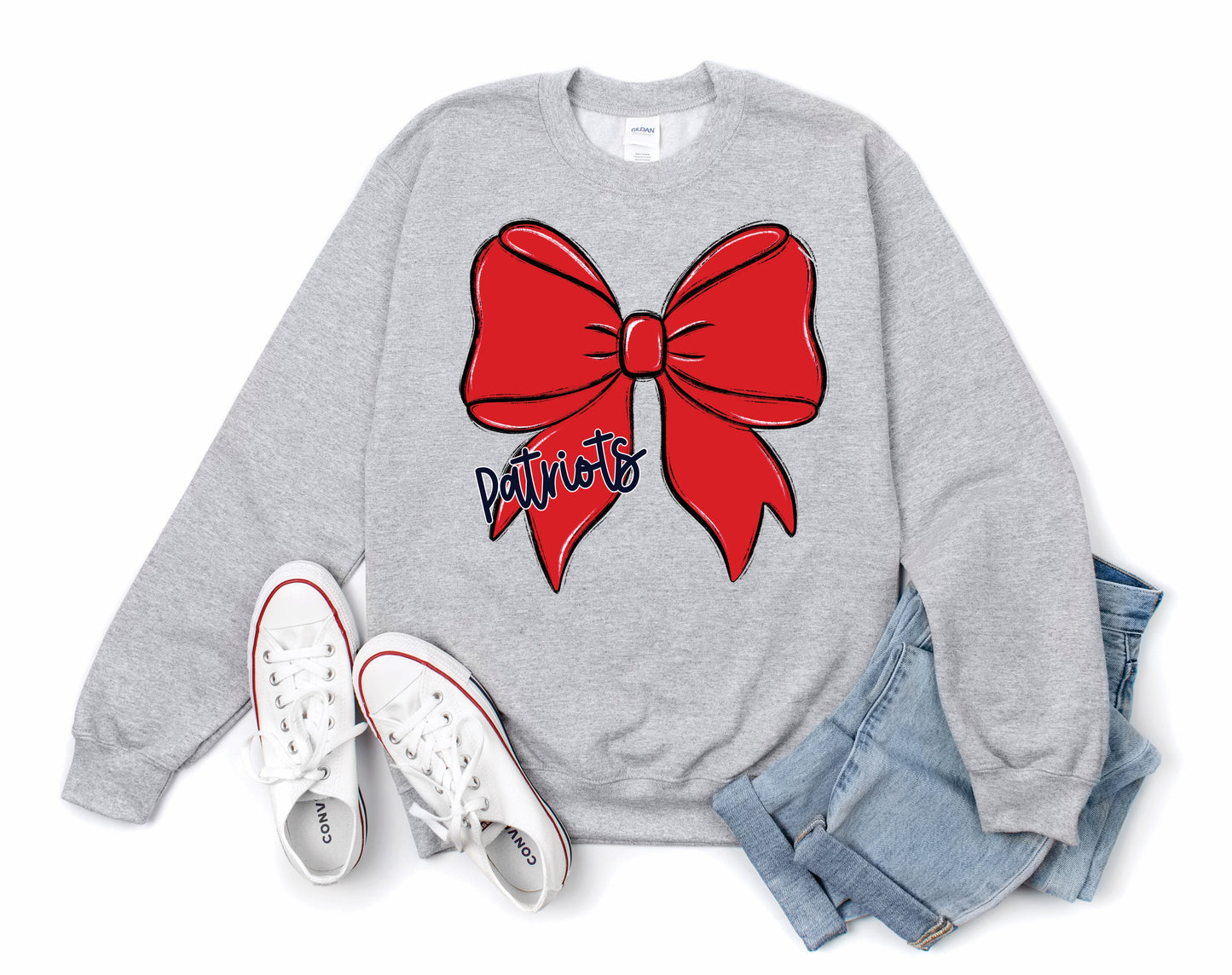 Patriots Red Bow Tee/Sweatshirt