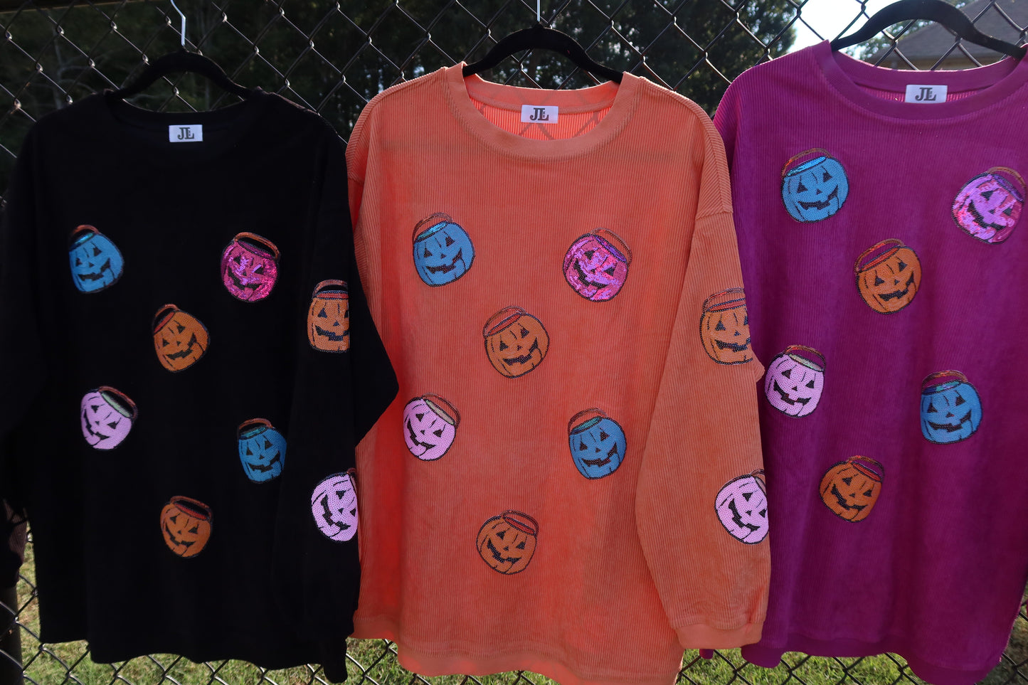 Jack-o’-lantern Sequin Corded Crews