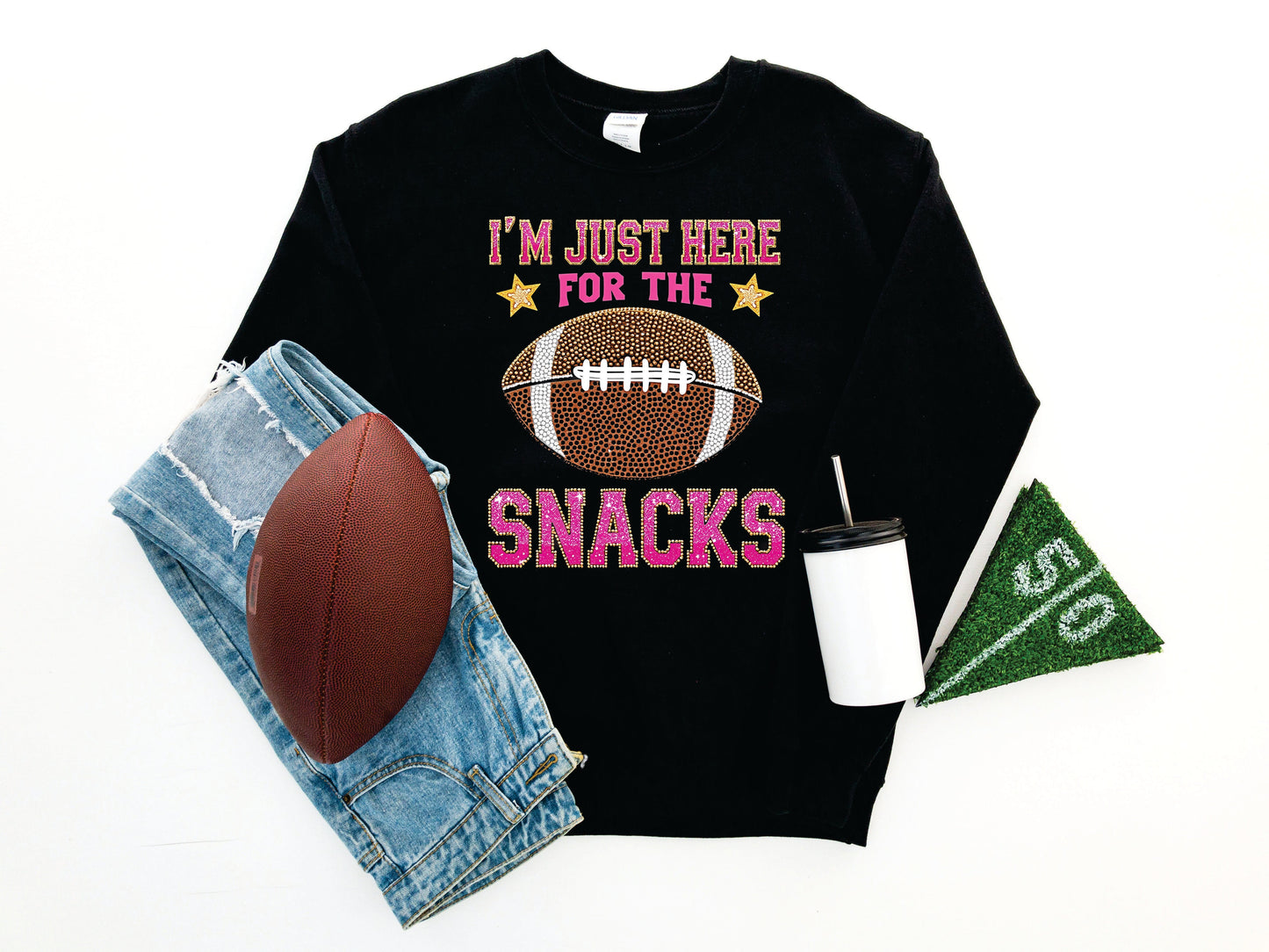 I’m Just Here For The Snacks Faux Rhinestones Tee/Sweatshirt