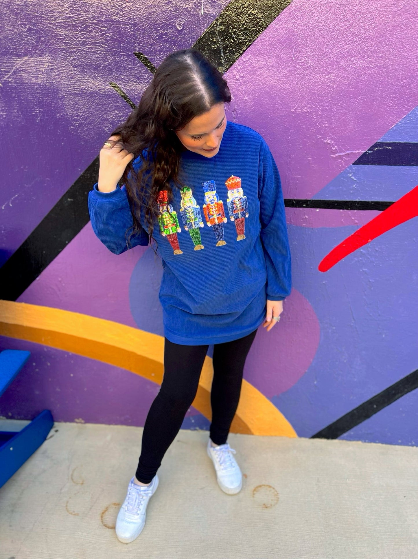 Blue Nutcracker Sequin Corded Crew