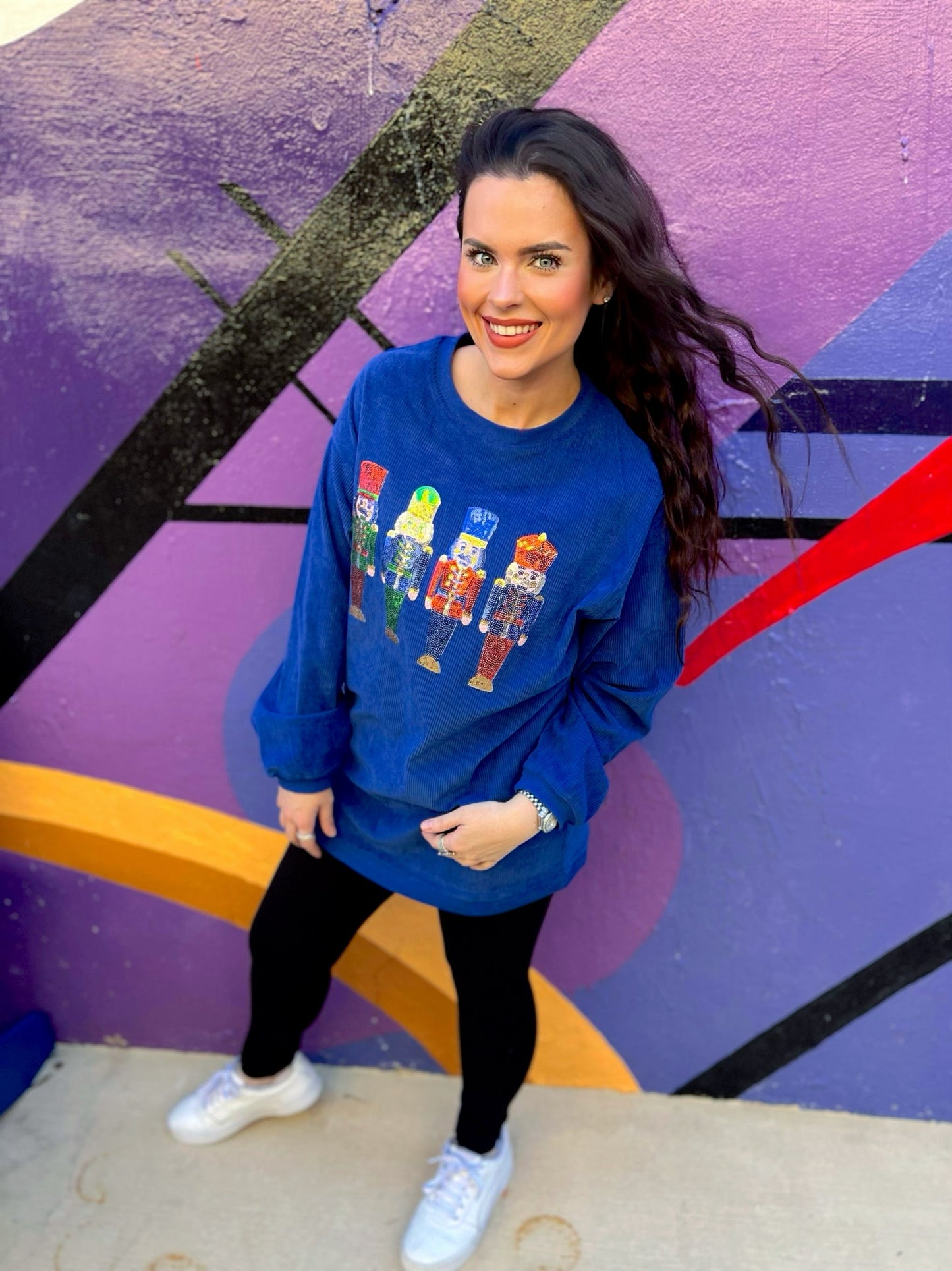 Blue Nutcracker Sequin Corded Crew
