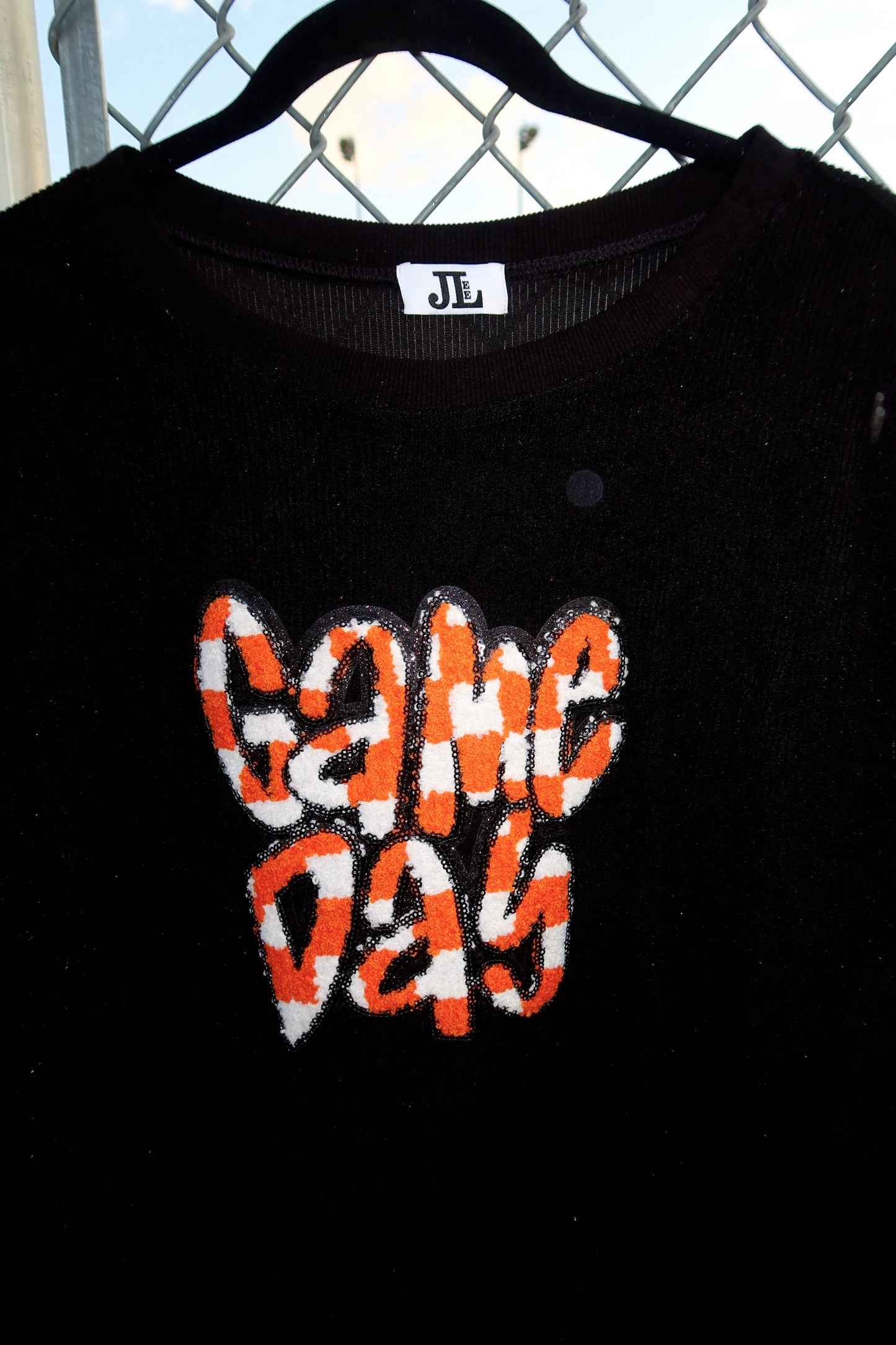 Orange Checkered Game Day Patch Corded Crew