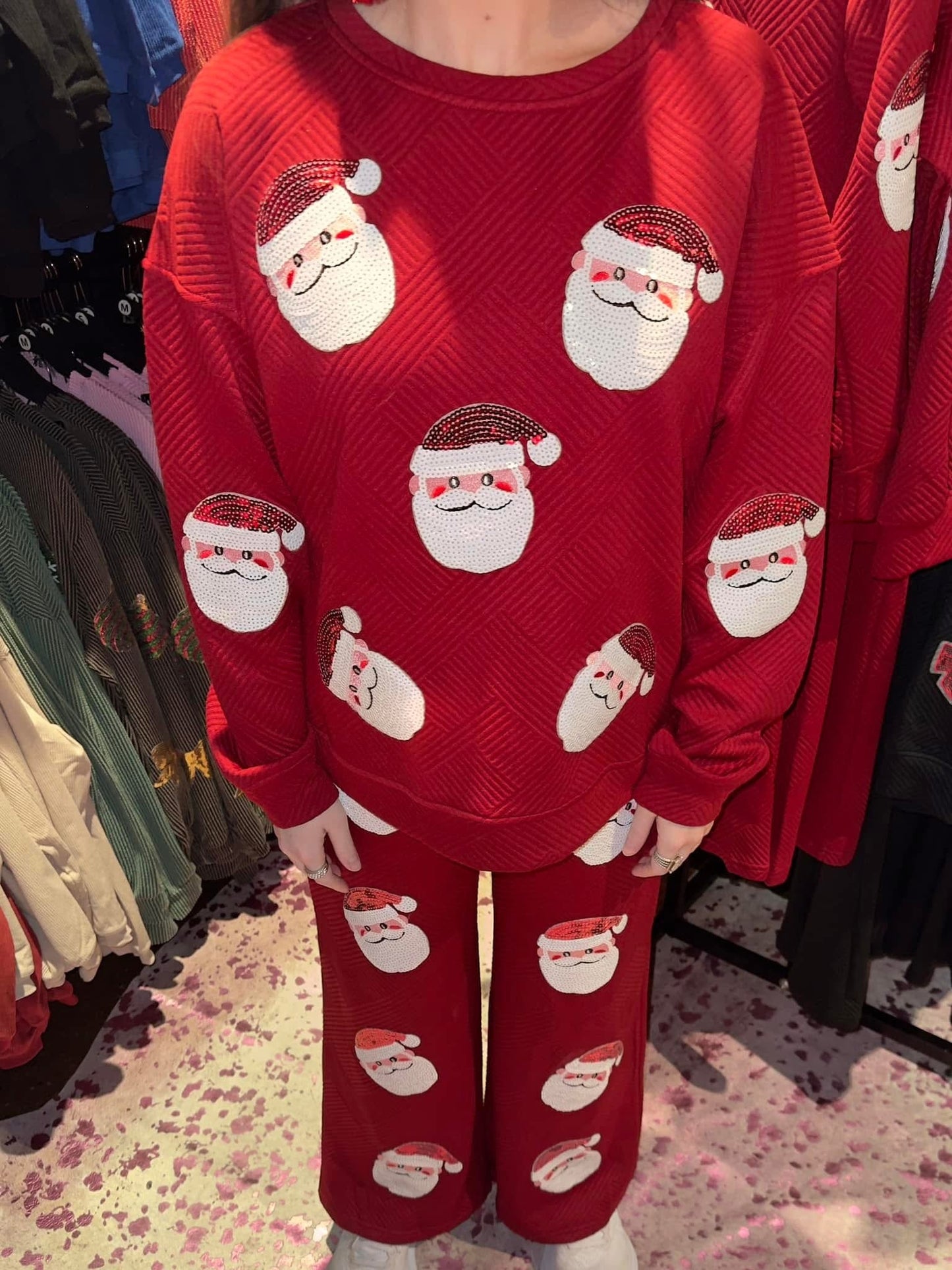 RTS Red Santa Sequin Textured Set