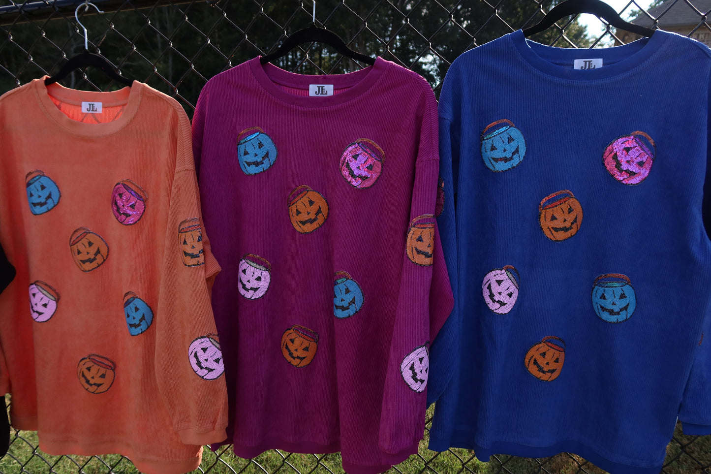 Jack-o’-lantern Sequin Corded Crews