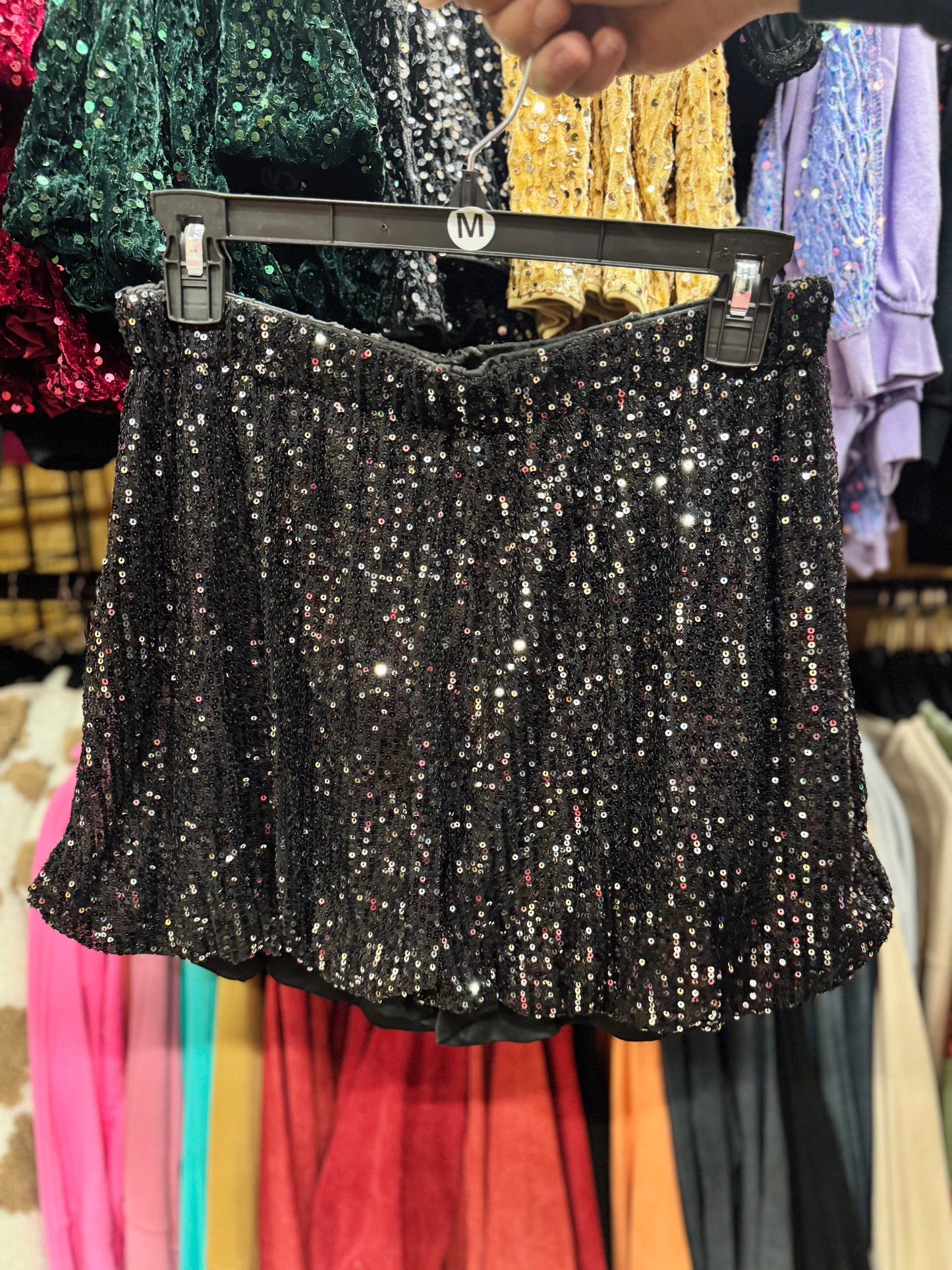 Black Sequin Shorts