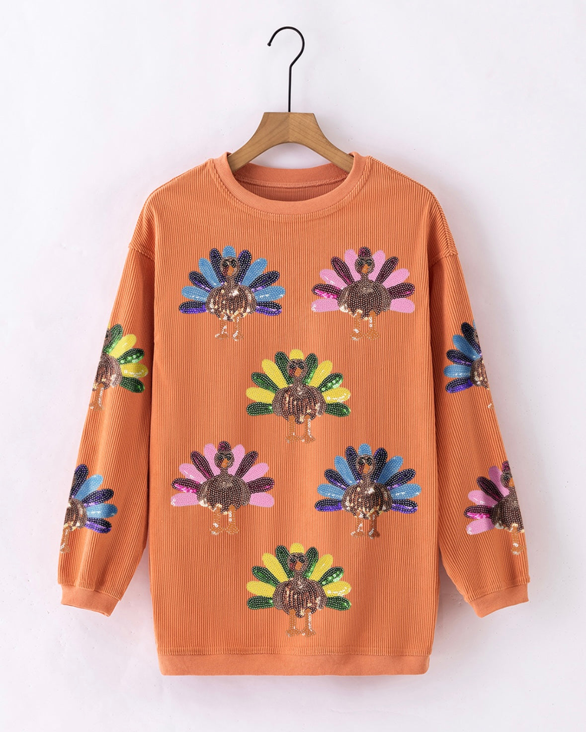 Multicolor Turkey Sequin Corded Crews