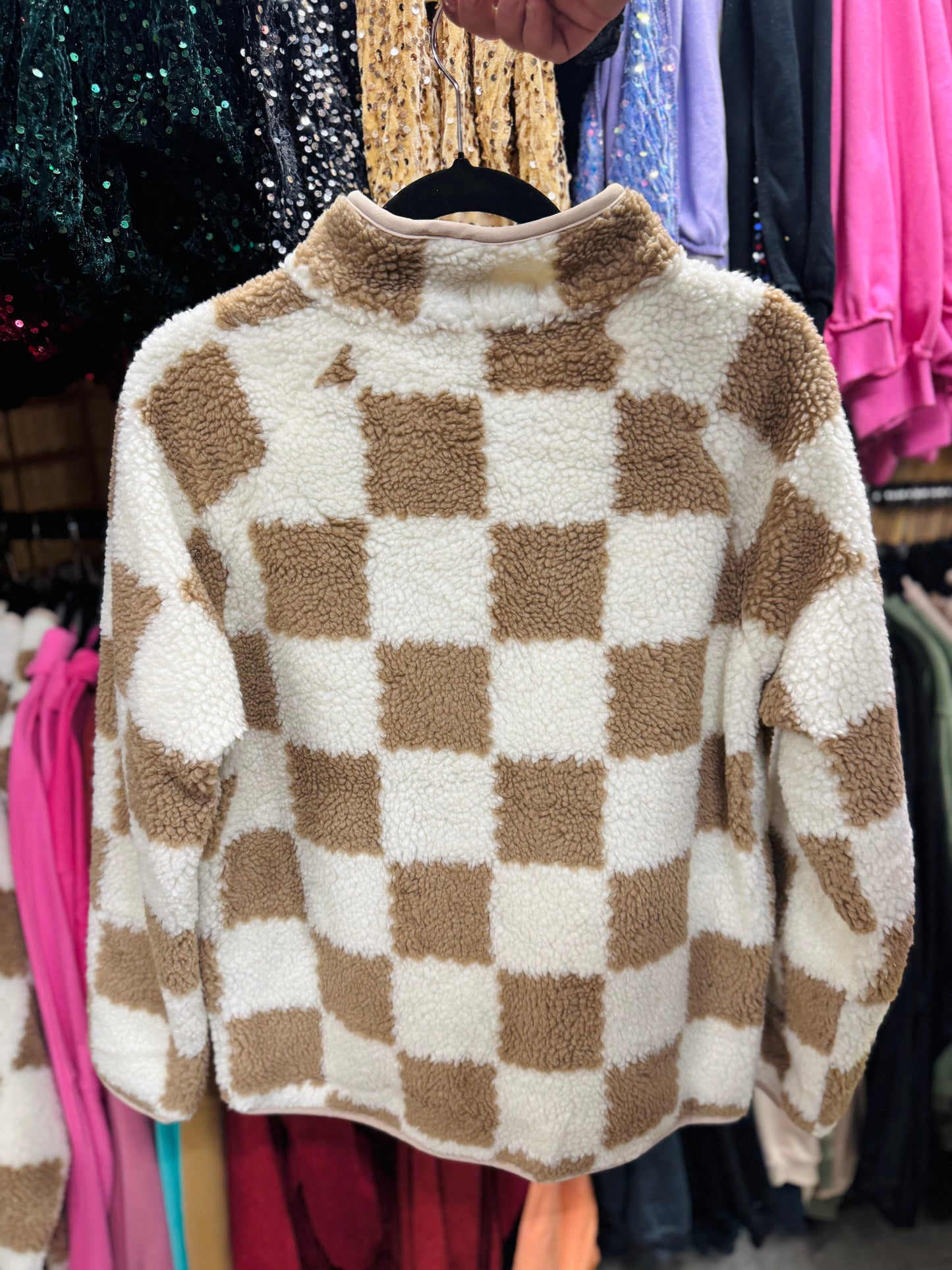 Tan & White Sherpa Jacket
