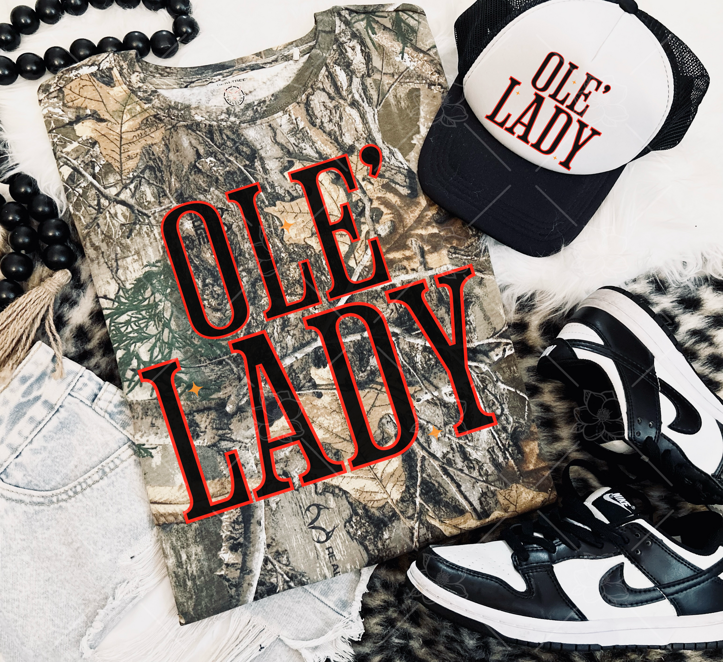 Ole Lady Graphic Camo Tee