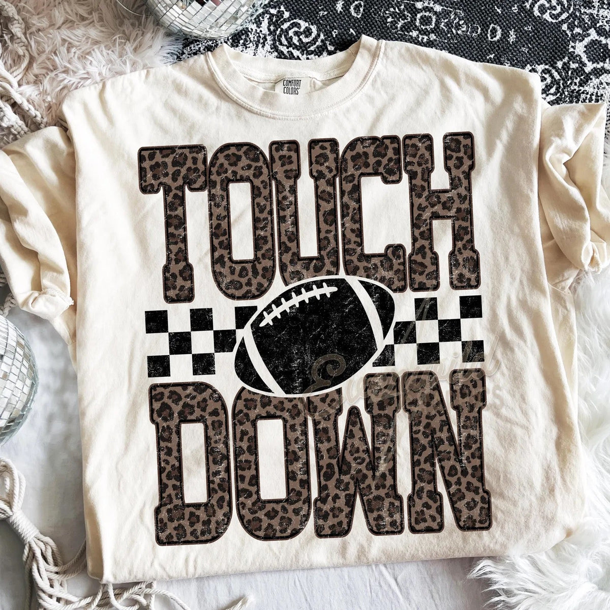 Touchdown Leopard Football Graphic Tee | Game Day Shirt | Football Mom T-Shirt