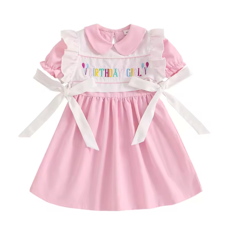 Pink Birthday Girl Smocked Dress