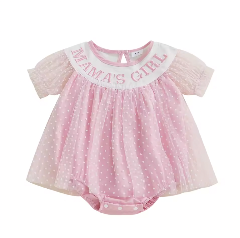 Pink Mama's Girl Tulle Romper Dress