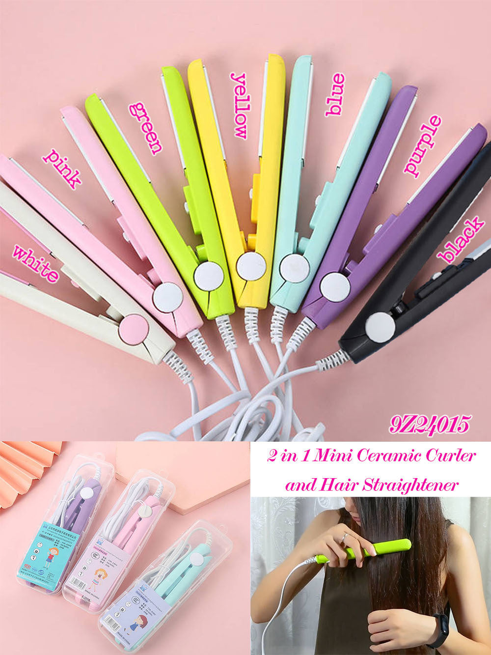 2 in 1 Mini Ceramic Curler and Hair Straightener