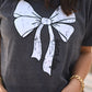 **SALE** RTS Heather Charcoal Game Day Bow Tee