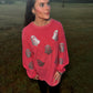 Blush Pink Glitter Ghost Corded Crew