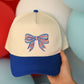 **SALE** Blue Patriotic embroidered Bow Hat
