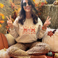 Fall Leaves & Bows Embroidered Sweatshirt
