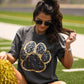 Black & Gold Faux Glitter Paw Print Tee