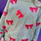Green/Red Sequin Bow Corded Crew