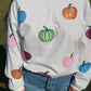 Multicolor Pumpkin Sequin Corded Crews