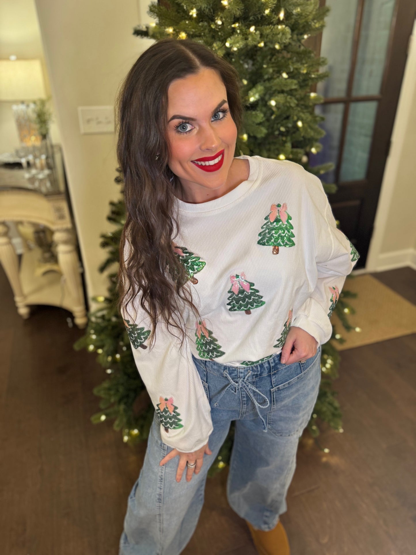 Sequin Trees + Bow Corded Crews