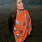 Orange Glitter Ghost Corded Crew