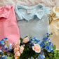 Chambray Dainty Mama Embroidered Split Neck Sweatshirt