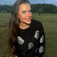 Black Glitter Ghost Corded Crew