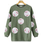(MULTI COLOR) Sequin Baseball Corded Crews