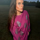 Magenta Glitter Ghost Corded Crew