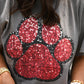 Red & Black Faux Glitter Paw Print Tee