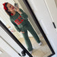 RTS Green Jolly Ribbed Pajamas Set