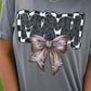 Football Mama Checkered Bow Tee