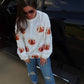 Bow Pumpkin Sequin Corded Crew