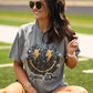 Game Day Smiley Faux Glitter Tee