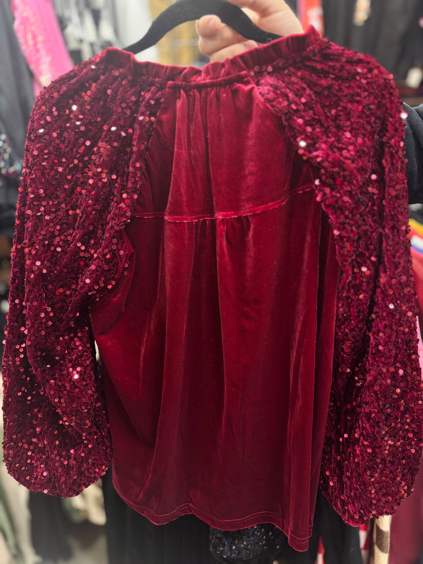 Red Velvet Sequin Top