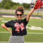 Red Faux Glitter Football Tee