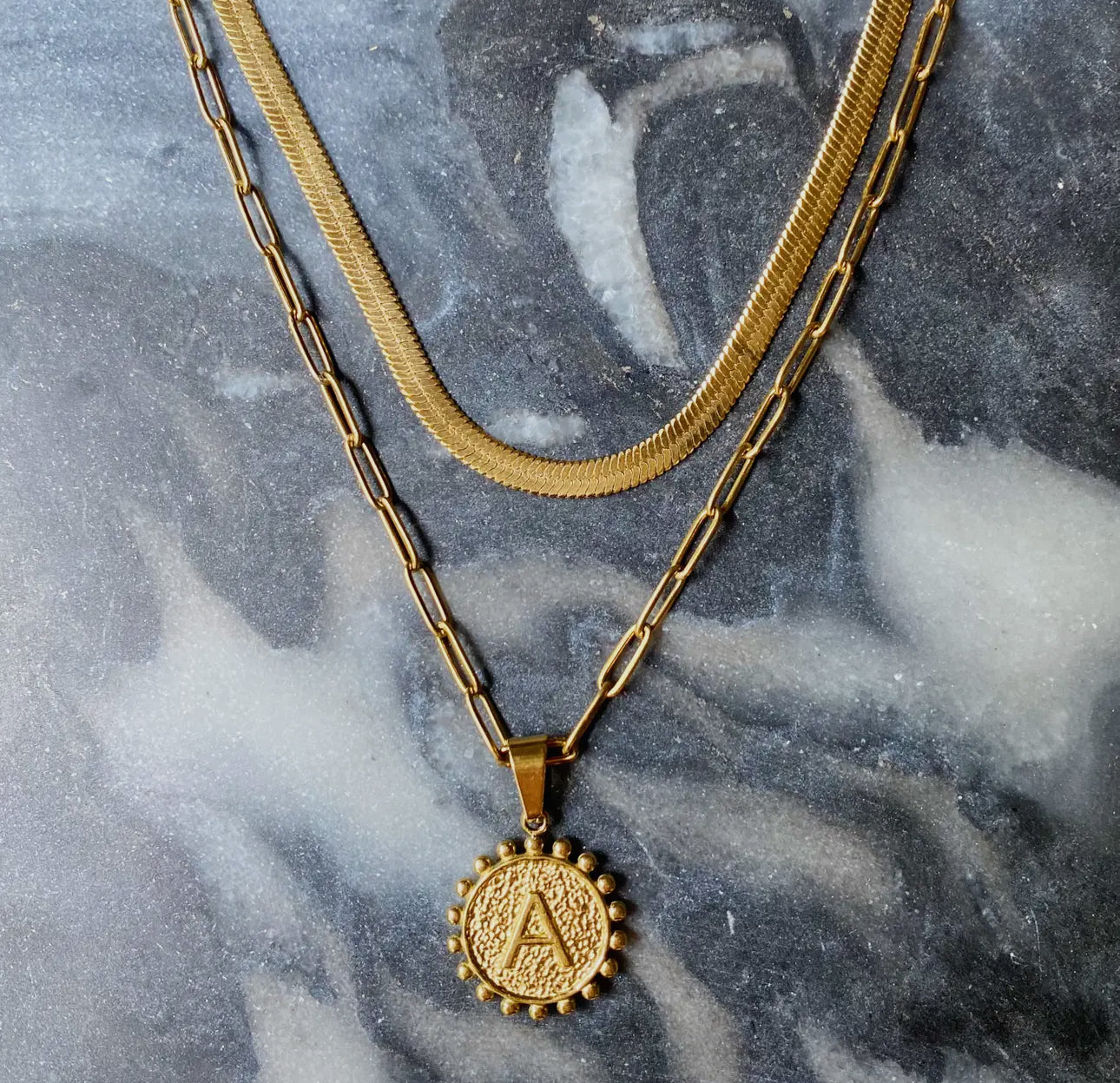 Double Chain Initial Necklace