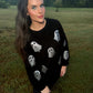 Black Glitter Ghost Corded Crew