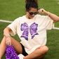 Purple Faux Glitter Football Bow