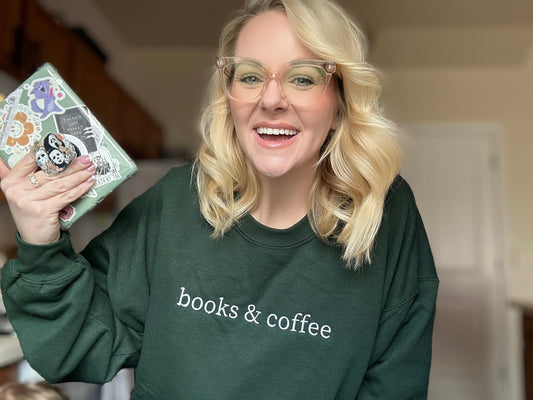 Books & Coffee Embroidered Sweatshirt