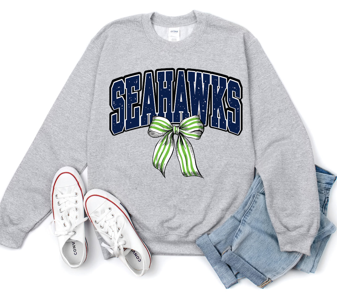Seahawks Striped Bow Tee/Sweatshirt