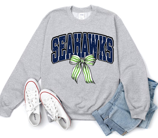 Seahawks Striped Bow Tee/Sweatshirt