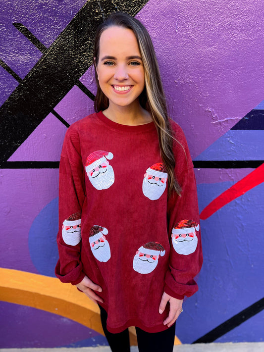 Sequin Santa Corded Crew
