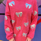 Pink/Silver Sequin Bow Corded Crew