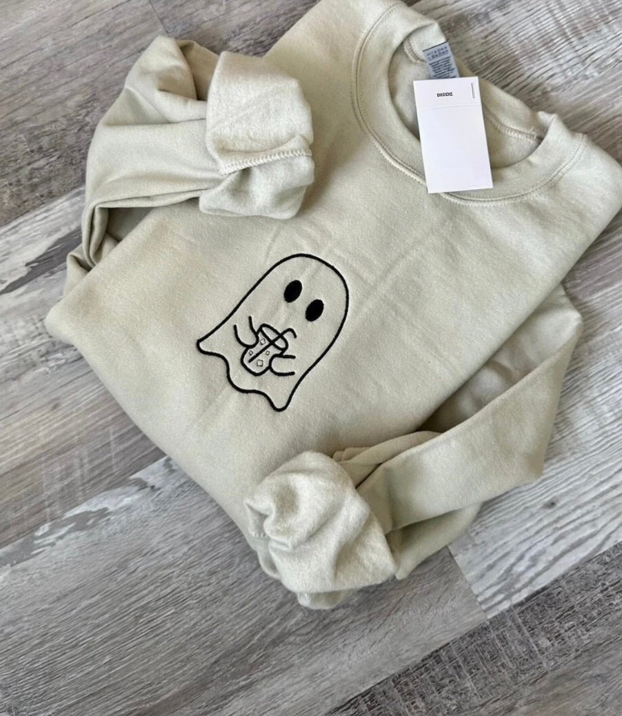 Embroidered Iced Coffee Ghost