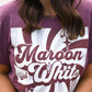 Maroon and White Retro Tee