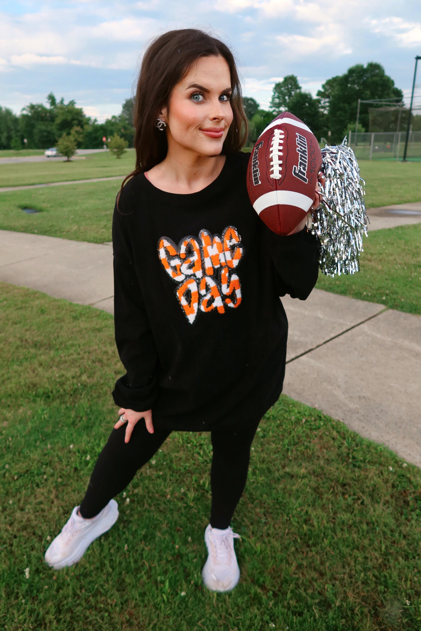 Orange Checkered Game Day Patch Corded Crew