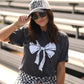 **SALE** RTS Heather Charcoal Game Day Bow Tee