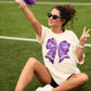 Purple Faux Glitter Football Bow